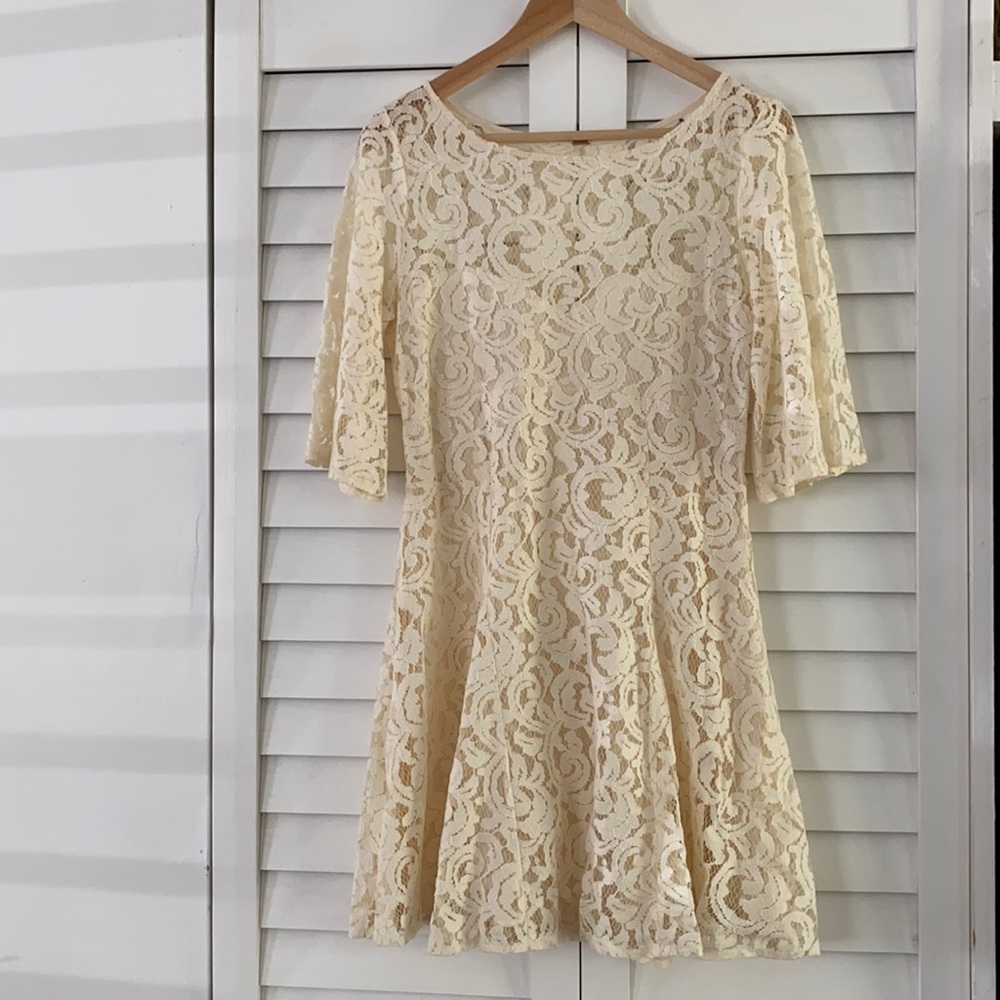Free People Cream Lace Dress